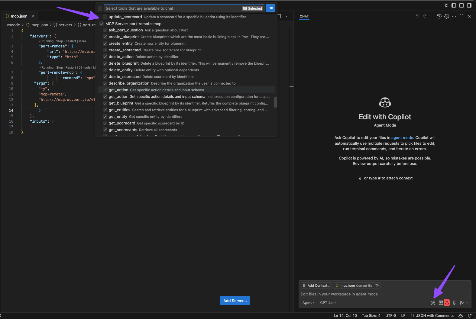 Enabling specific tools in VSCode
